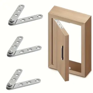6 PCS Heavy-Duty 360° Rotating Concealed Hinges, Stainless Steel Flush-Mounted Fittings for Cabinets & Doors