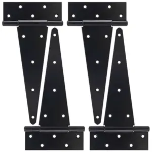 1 T-Strap Gate Hinges, Shed Barn Door Hges Heavy Duty, Black Tee Hges for Wooden Fences, Yard Gate, Wrought Hardware Iron Rustp