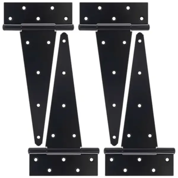 1 T-Strap Gate Hinges, Shed Barn Door Hges Heavy Duty, Black Tee Hges for Wooden Fences, Yard Gate, Wrought Hardware Iron Rustp