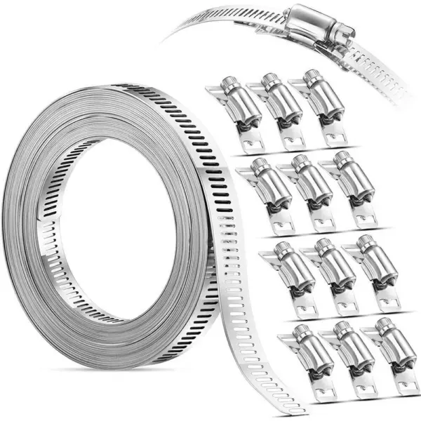 with Fasteners Hose Clamp Strap DIY 304 Stainless Steel Adjustable Worm Gear Clip Screw Band Pipe Ducting Hose Clamp