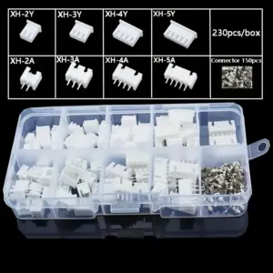 230 Pcs Xh2.54 2P 3P 4P 5Pin 2.54mm Pitch Terminal Male and Female Housing Kit Pin Connector Terminal Connector Kit