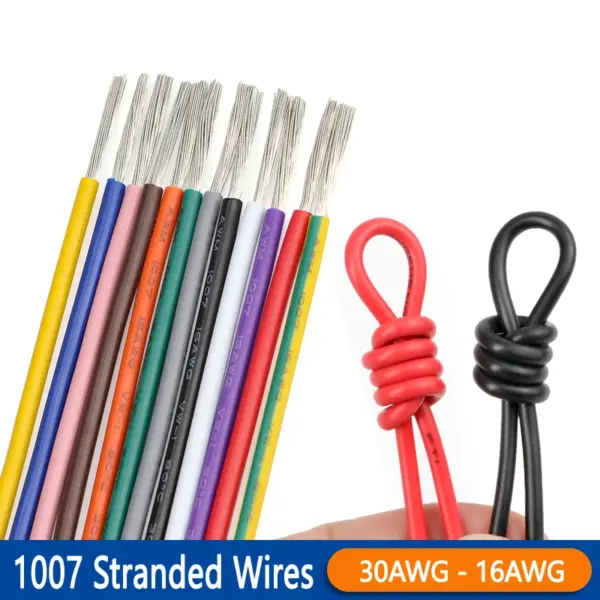 20/50m Multi-Stranded 1007 Electric Wire 30 28 26 24 22 20 18 16 AWG PVC Insulation Tinned Copper Cable 300V DIY LED Lamp Line