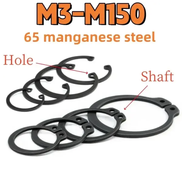 65Mn Manganese Steel C Circlip Snap Ring Spring Retaining Clip Washer M3 M4 M5 M6 M7 M8 M9 M10 to M150