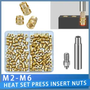 M2 M2.5 M3 M4 M5 M6 Brass Insert Nut Kit Heat Threaded Insert Hot Melt Injection Nut Tool Soldering Iron Tip Set for 3D Printing