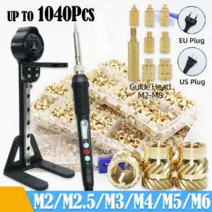 M2 M2.5 M3 M4 M5 M6 Brass Heat Set Insert Nut Tool and Electric Soldering Iron Hot Melt Knurled Threaded Inserts 3d Printing kit
