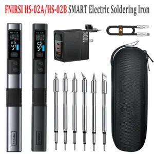 FNIRSI HS-02 Smart Electric Soldering Iron 100-450℃ Adjustable PD100W Rapid Heating Portable Welding Station Solding Irons Kit