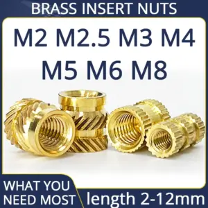 M2 M2.5 M3 M4 M5 M6 M8 Heat Set Insert Brass Nut Knurl Threaded Hot Melt Molding Injection Embedded Insertion Nut of 3D Printing