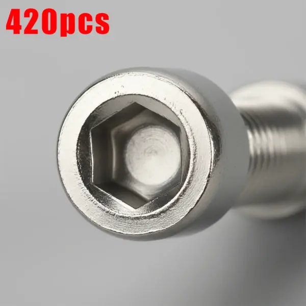 420pcs/M4 socket head cap screw set, nuts, flat washers, and lock washers, grade 8.8/10.9, for mechanical assembly and repair.
