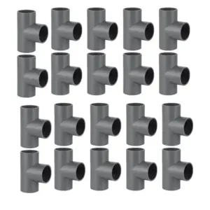 A02M-24PCS 3-Way Tee PVC Fittings Heavy Duty 1-Inch PVC Pipe Fittings 3 Way Furniture Grade Pipe Elbow Connectors