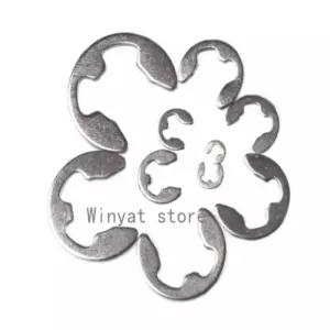 120/200 PCS  E Clip washer Assortment Kit Circlip retaining ring for shaft fastener M1.5~M10 304 Stainless Steel Stainless Steel