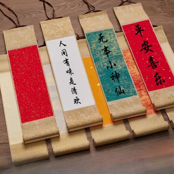 Mini Small Scroll Hanging Painting Rice Paper Hanging Scroll Blank Retro Calligraphy Creation Hand Roll