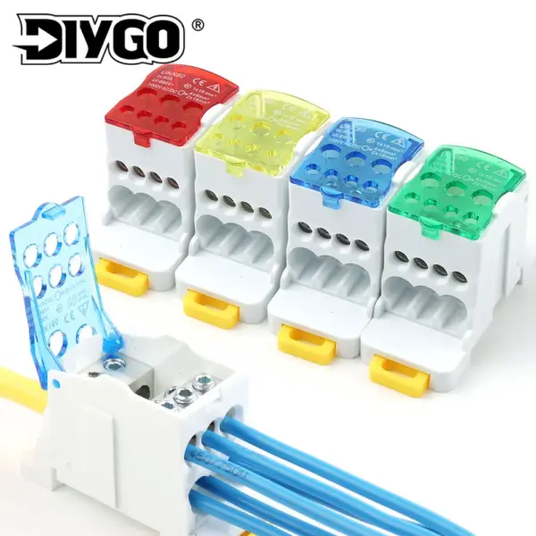UKK Series 80A Fast Distribution Box Din Rail Terminal Block One In Several Out Universal Power Wire Electrical Connector 690V ﻿