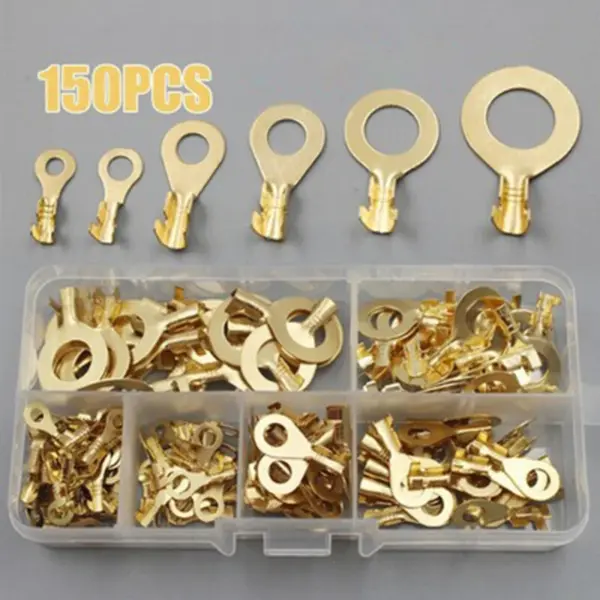 Non-insulated Assortment Kit M3/M4/M5/M6/M8/M10 Ring Lugs Eyes Copper Crimp Terminals Cable Lug Wire Connector