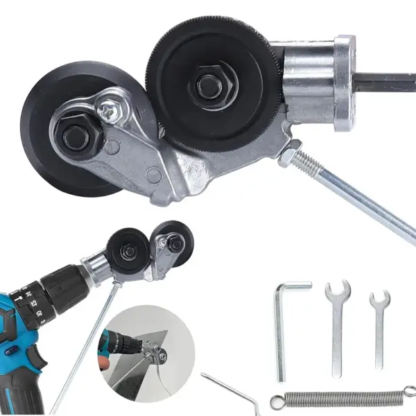 Electric Drill Shears Plate Cutter Metal Nibbler Drill Attachment Double Headed Sheet Cutter Punch Free Cutting Tool