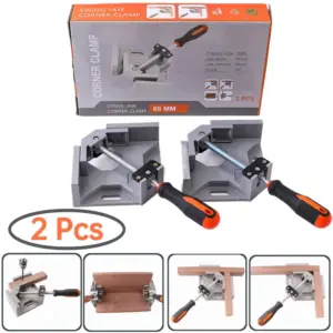 2pcs Corner Clamp Right Angle 90 Degree with Adjustable Swing Jaw Aluminum Alloy Frame for Welding DIY Woodworking