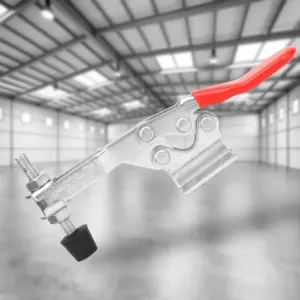 500 lbs Holding Capacity Toggle Clamp 225D / GH-225D Antislip Rubber Pressure Tip Horizontal Large Hold Down Clamp Carbon Steel