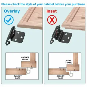2/4PCS Self Closing Overlay Flush Cabinet Hinge Heavy Duty Door Cupboard Kitchen Hinges For Household Decor Hardware Accessories