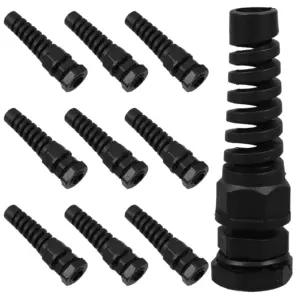 10Pcs Nylon Waterproof Cable Glands Anti-Bending Strain Relief Connectors Spiral Cord Grips for Industrial Outdoor Home Use