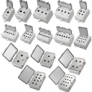 Outdoor Waterproof Button Switch Control Box IP67 1-7 22mm Dia Hole Emergency Stop Start Juction Box w Cable Gland