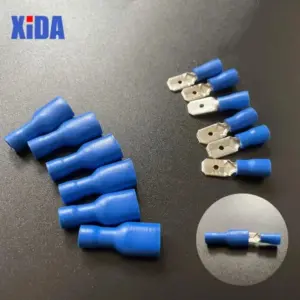 20/50/100PCS FDFD2-250*50 MDD2-250*50 16-14AWG BLUE Insulated Spade Crimp Wire Cable Connector Terminal Male/Female Kit DIY