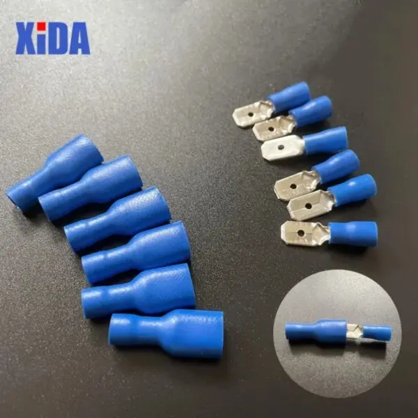 20/50/100PCS FDFD2-250*50 MDD2-250*50 16-14AWG BLUE Insulated Spade Crimp Wire Cable Connector Terminal Male/Female Kit DIY