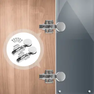 2Pcs Hydraulic Glass Door Buffer Hinges Invisible Adjustable Heavy Duty Cabinet Door Silent Wardrobe Hinges Inner Hinge
