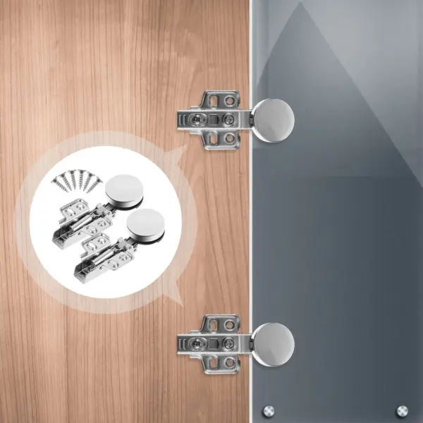 2Pcs Hydraulic Glass Door Buffer Hinges Invisible Adjustable Heavy Duty Cabinet Door Silent Wardrobe Hinges Inner Hinge