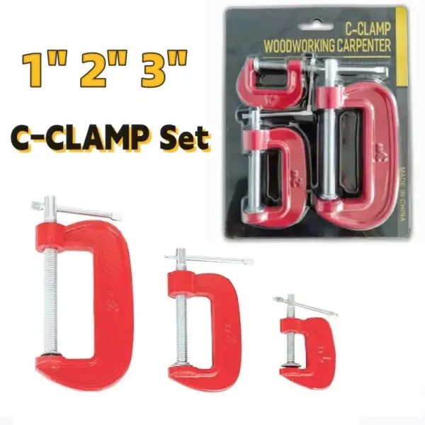 3PCS/Set C Type Clamp Heavy Duty Cast Iron Repair Tool Precision Machined Steel Screw Powder Coated Woodworking Metalworking
