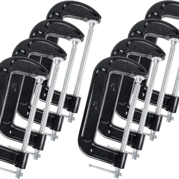 8 Pcs Heavy Duty Steel C Clamp Set, 6 Inch, Cast Iron Frame with T-Handle for Woodworking, Welding, Automotive