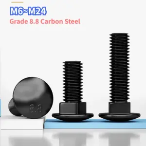 Black Grade 8.8 Carbon Steel M6 M8 M10 M12 M14 M16 M18 Carriage Bolts Truss Round Head Square Neck Carriage Screws Bolt
