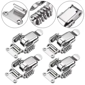 4PCS Toggle Latches Stainless Steel Spring Loaded Draw Toggle Latch Catch Clamp Clip Hasps Lock Suitcase Case Lock Buckle