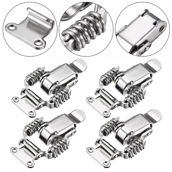 4PCS Toggle Latches Stainless Steel Spring Loaded Draw Toggle Latch Catch Clamp Clip Hasps Lock Suitcase Case Lock Buckle