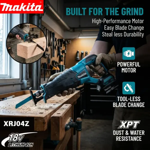 Makita Brushless Recip Saw 18V Cordless 2800SPM for Demolition Renovation With 4pcs Blades For makita 18V battery