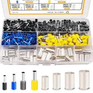 400PCS Wire Ferrules Terminals Kits Silver Plated Copper Ferrules Wire Ends Terminals Crimp Terminal Connector Sleeves 8 Sizes