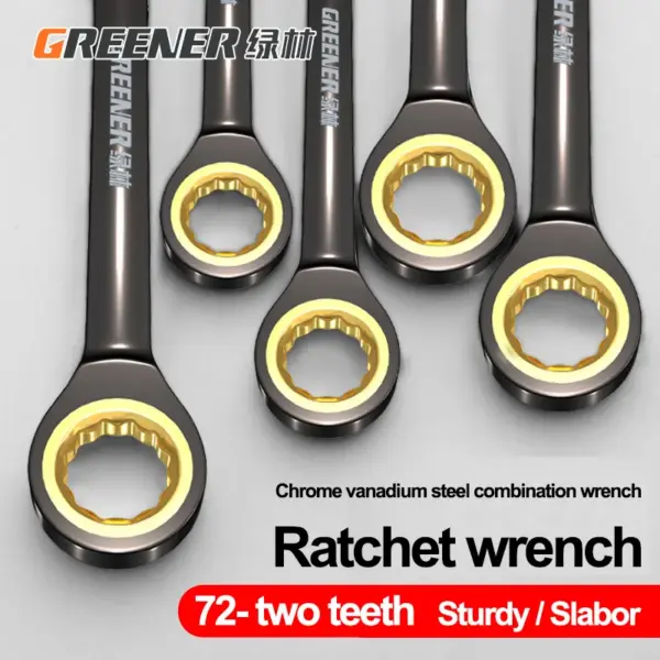 GREENERY Ratcheting Combination Wrench Set 6-30mm Metric Ratchet Wrench 72-Tooth Auto Repair Combination Spanner Mirror Finish