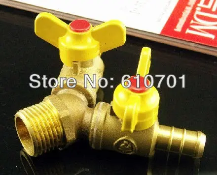 Connection Brass Tee Gas Ball Valve Plumbing Fittings Y Type 1/2"BSPT Male x 10mm Hose Barb Butterfly Handle Water Double Forks