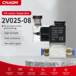 2V025-08 Pneumatic Solenoid Valve - 2 Way 2 Position Normally Closed NC 1/4 Port Air Control Valve 12V 24V 110V 220V AC DC