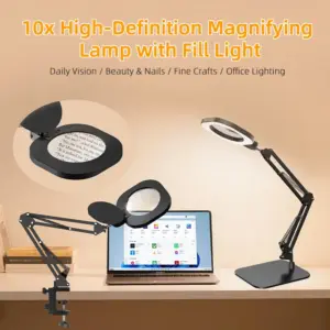 10x HD Magnifying Lamp Cantilever Desk Lamp Work & Inspection Magnifier Reading Light,Shadowless Light Eyelash & Nail Magnifying