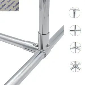 4Pcs Stainless Steel 25mm Pipe Railing Fittings Connector Elbow Tee DIY Display Stand Clothes Shelf