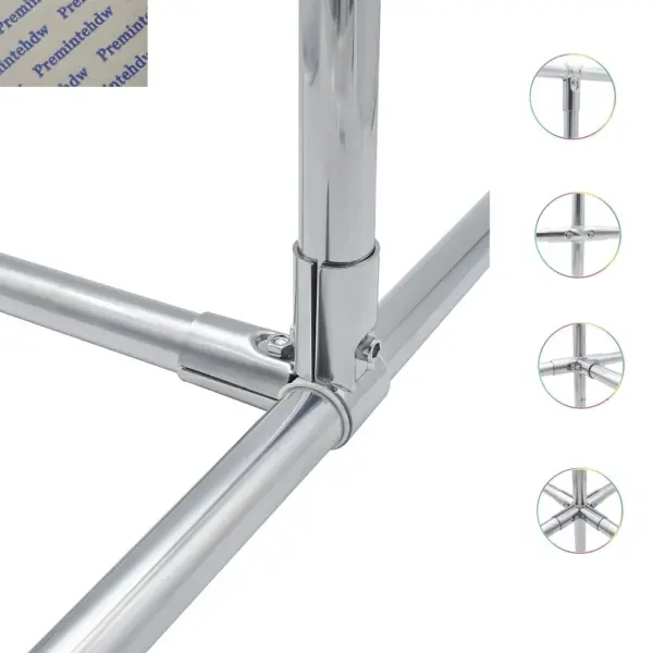 4Pcs Stainless Steel 25mm Pipe Railing Fittings Connector Elbow Tee DIY Display Stand Clothes Shelf