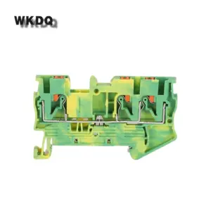 5Pcs PT2.5-TW-PE Push-In Ground 3-Conductor Earth PT 2.5 Twin Wire Electrical Connector Din Rail Terminal Block PT 2.5-TW-PE