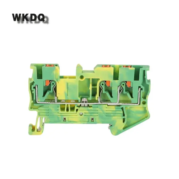 5Pcs PT2.5-TW-PE Push-In Ground 3-Conductor Earth PT 2.5 Twin Wire Electrical Connector Din Rail Terminal Block PT 2.5-TW-PE