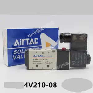 4V210-08 AC220V 110V DC 12V 24V 2 Position 5 Port / Way Single Coil Pneumatic Air Control Solenoid Valve