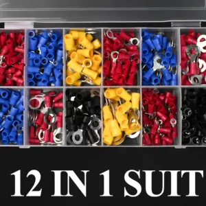 420PCS 12Kinds RV Ring Terminal Electrical Crimp Connector Kit Set With Box,Copper Wire Insulated Cord Pin End Butt 0.5-6mm²