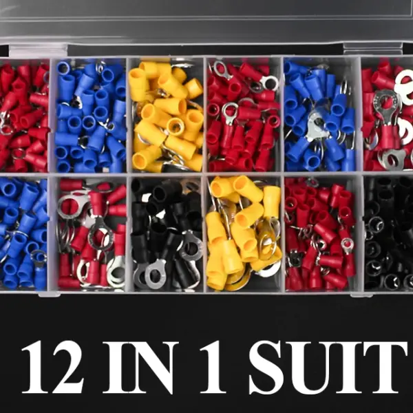 420PCS 12Kinds RV Ring Terminal Electrical Crimp Connector Kit Set With Box,Copper Wire Insulated Cord Pin End Butt 0.5-6mm²