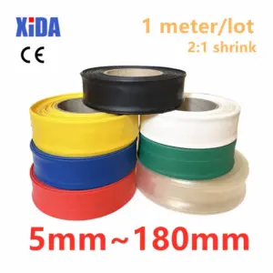 1 Meter Heat Shrink Tube Tubing Transparent Black 2:1 Heat-Shrinkable Sheath Wire Sleeving Wrap Kits 10/20/30/40/80/100/150/180
