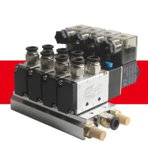 4V210-08 5/2 Way Pneumatic Solenoid Valve Manifold Base 2-11 Station Valve Island Single Coil Cylinder Control Valve 24V 220V