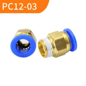 500PCS PC12-03 Pneumatic Connector 12mm To Thread BSP 3/8" Air Hose Male Nipple Brass Quick Coupling One-Touch Fitting
