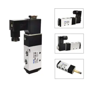 4V110-06 5 Way 2 Position 1/8" Pneumatic Control Solenoid Valve DC 24V DC 12V AC 110V AC220V with 4mm 6mm 8mm Fitting