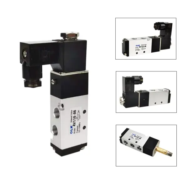 4V110-06 5 Way 2 Position 1/8" Pneumatic Control Solenoid Valve DC 24V DC 12V AC 110V AC220V with 4mm 6mm 8mm Fitting